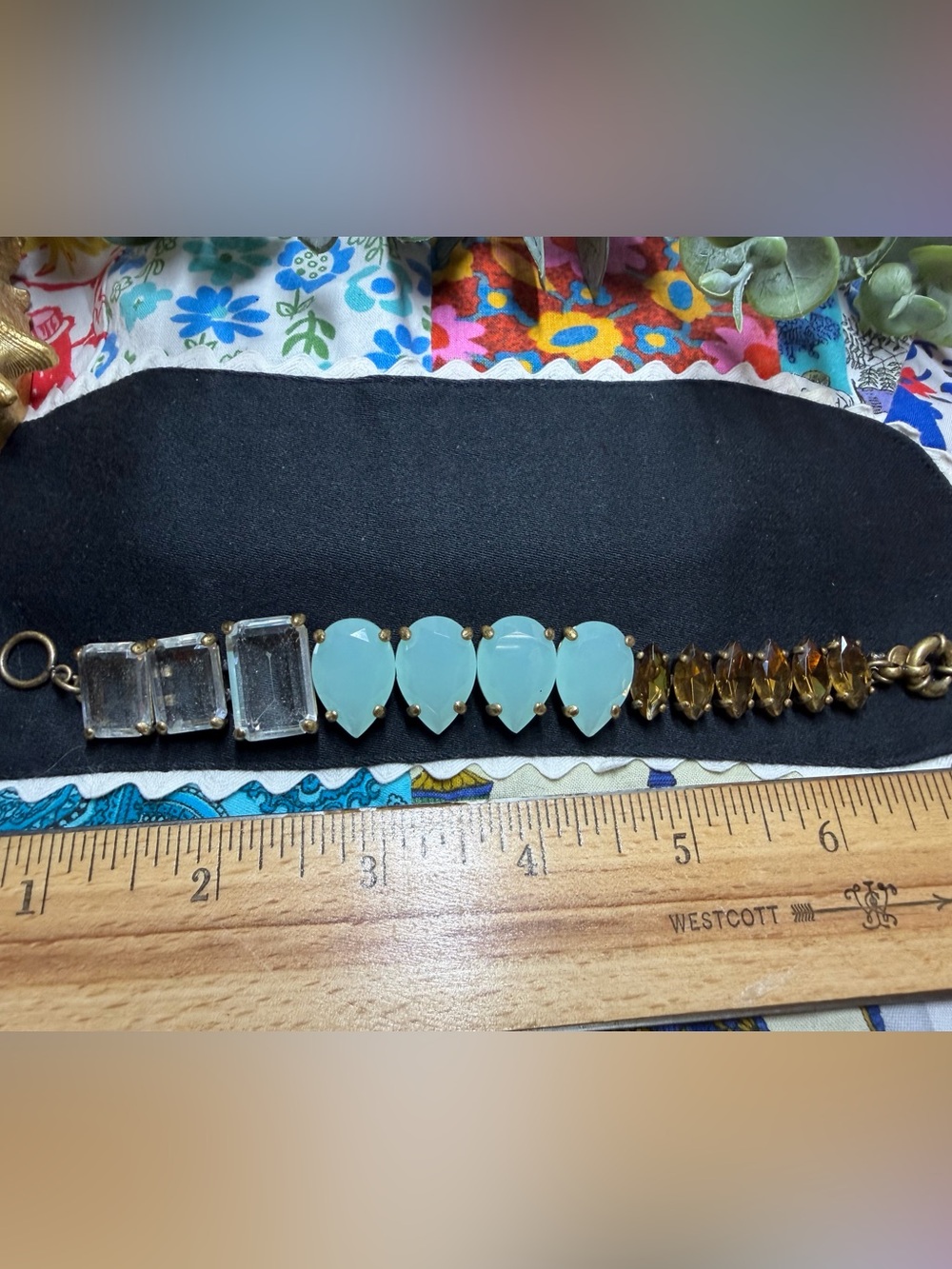 J.Crew Elegant Teardrop Aqua, brown and clear Glass Bracelet - Women Jewelry